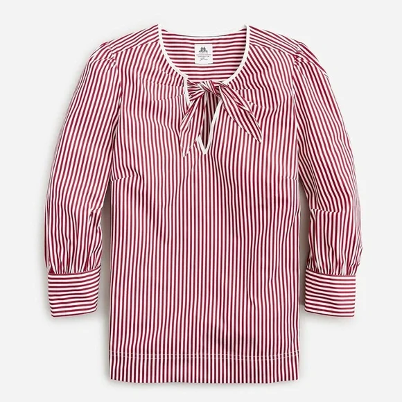 Thomas Mason® for J.Crew bow-neck top in stripe - Picture 1 of 4